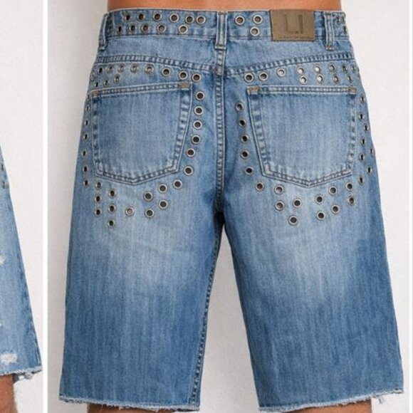 Lonely Island Distressed Cotton Denim Blue Jean Shorts 36 waist like new - Picture 3 of 14